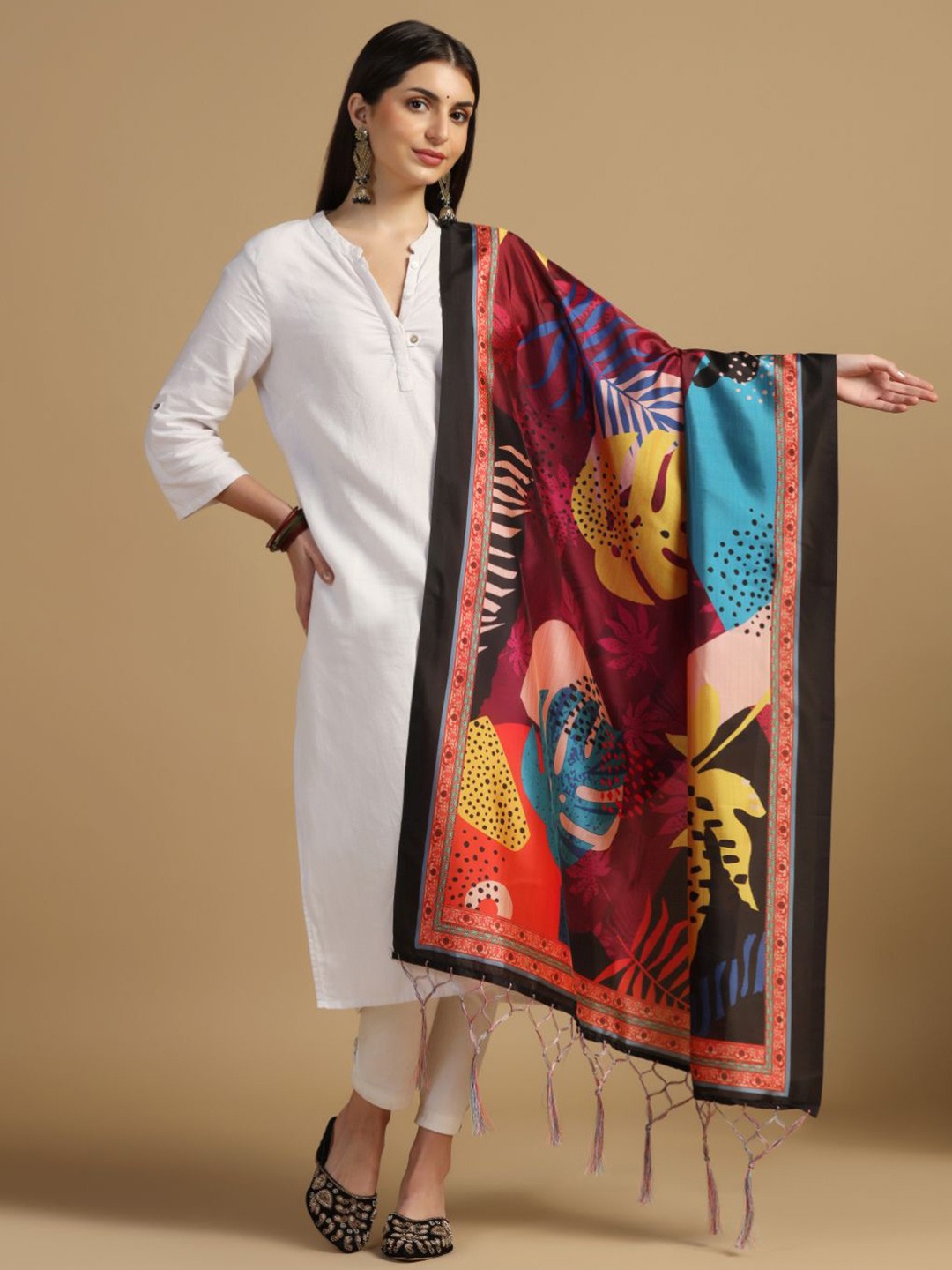

Kaizen TEXO FAB Ethnic Motifs Printed Dupatta, Orange