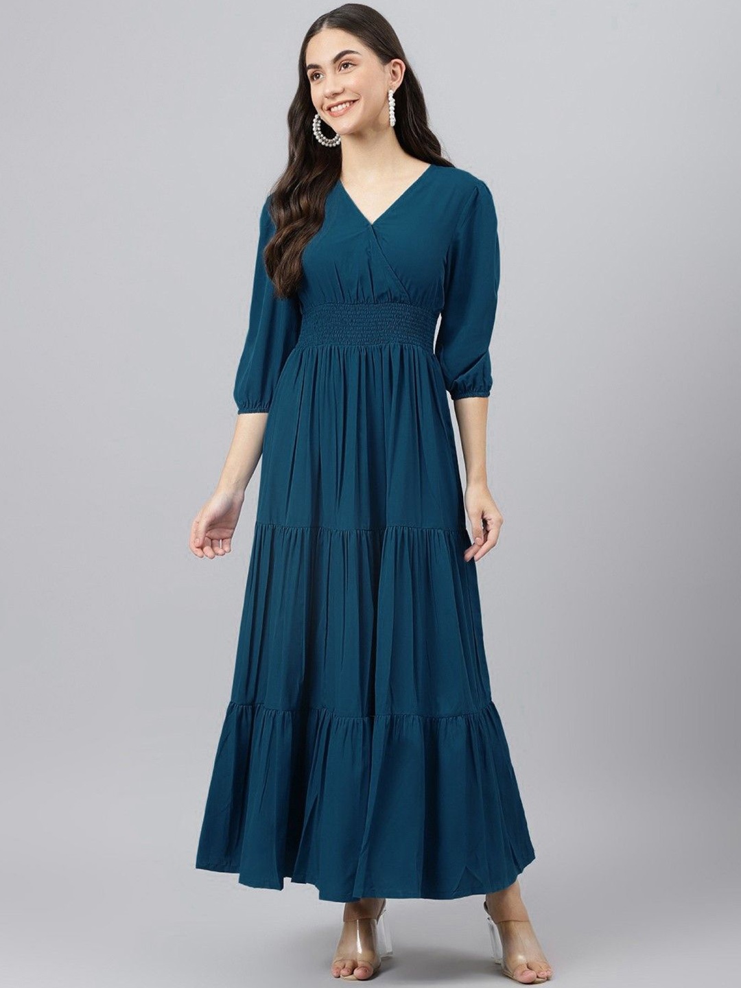 

Raiyani Fashion Applique Crepe Fit & Flare Maxi Dress, Blue
