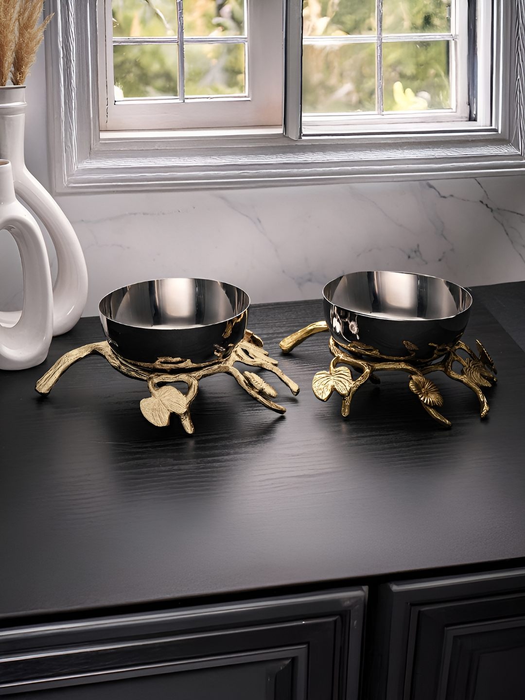 

Troveas Gold-Toned 2025 2 Pieces Aluminium Easy to Clean Serving Bowl