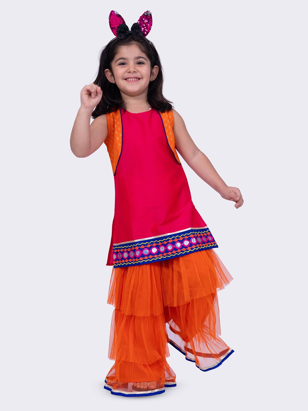 

Twisha Girls Embroidered Straight Kurta & Sharara, Pink