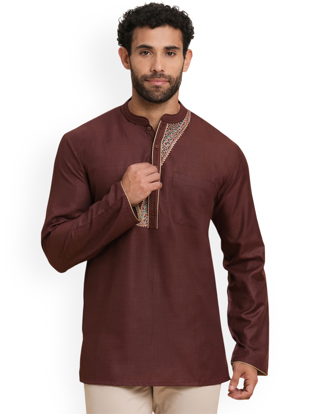 

Arch element Men Thread Work Kurta, Brown