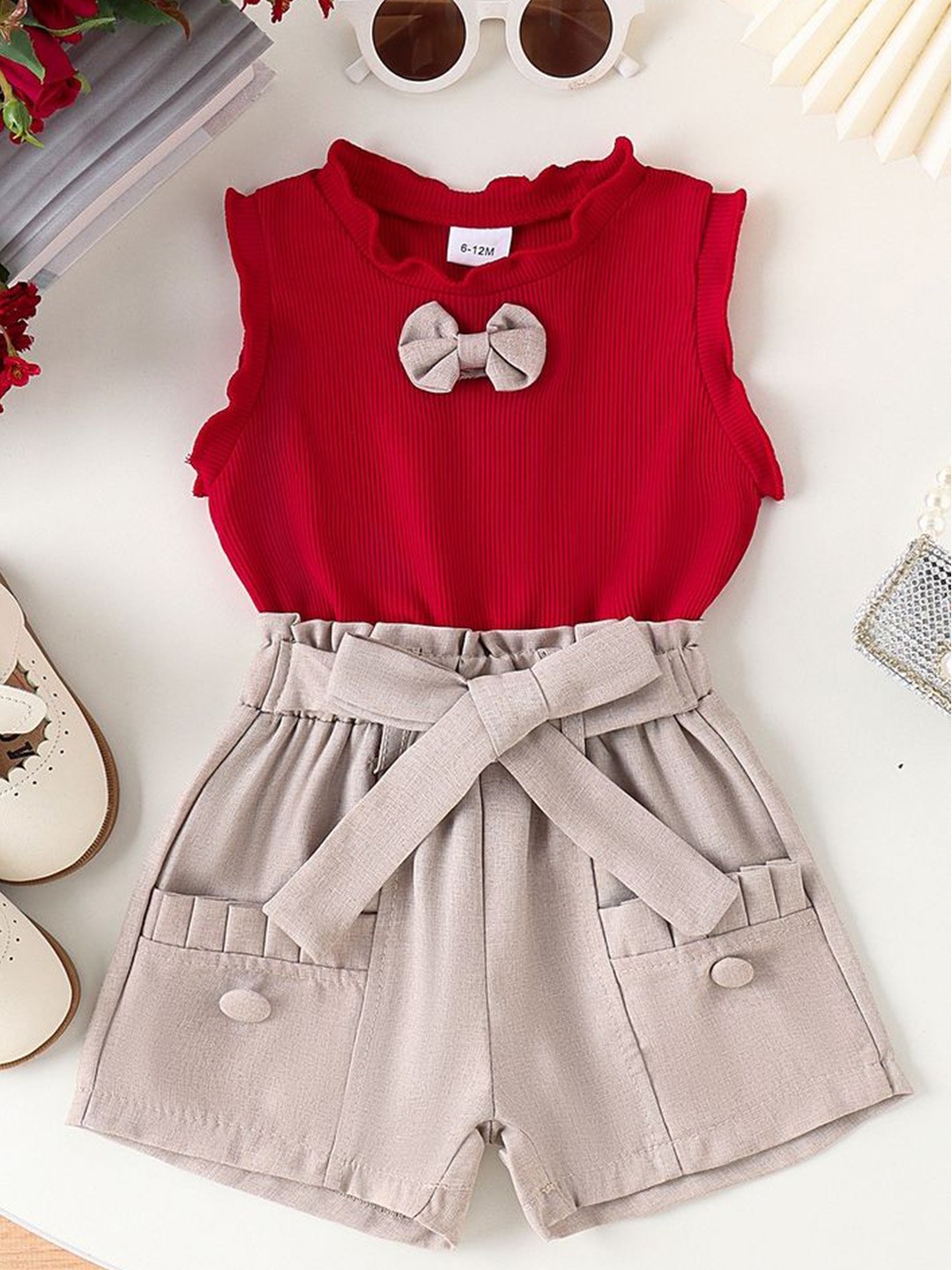 

LULU & SKY Girls Top with Shorts, Red