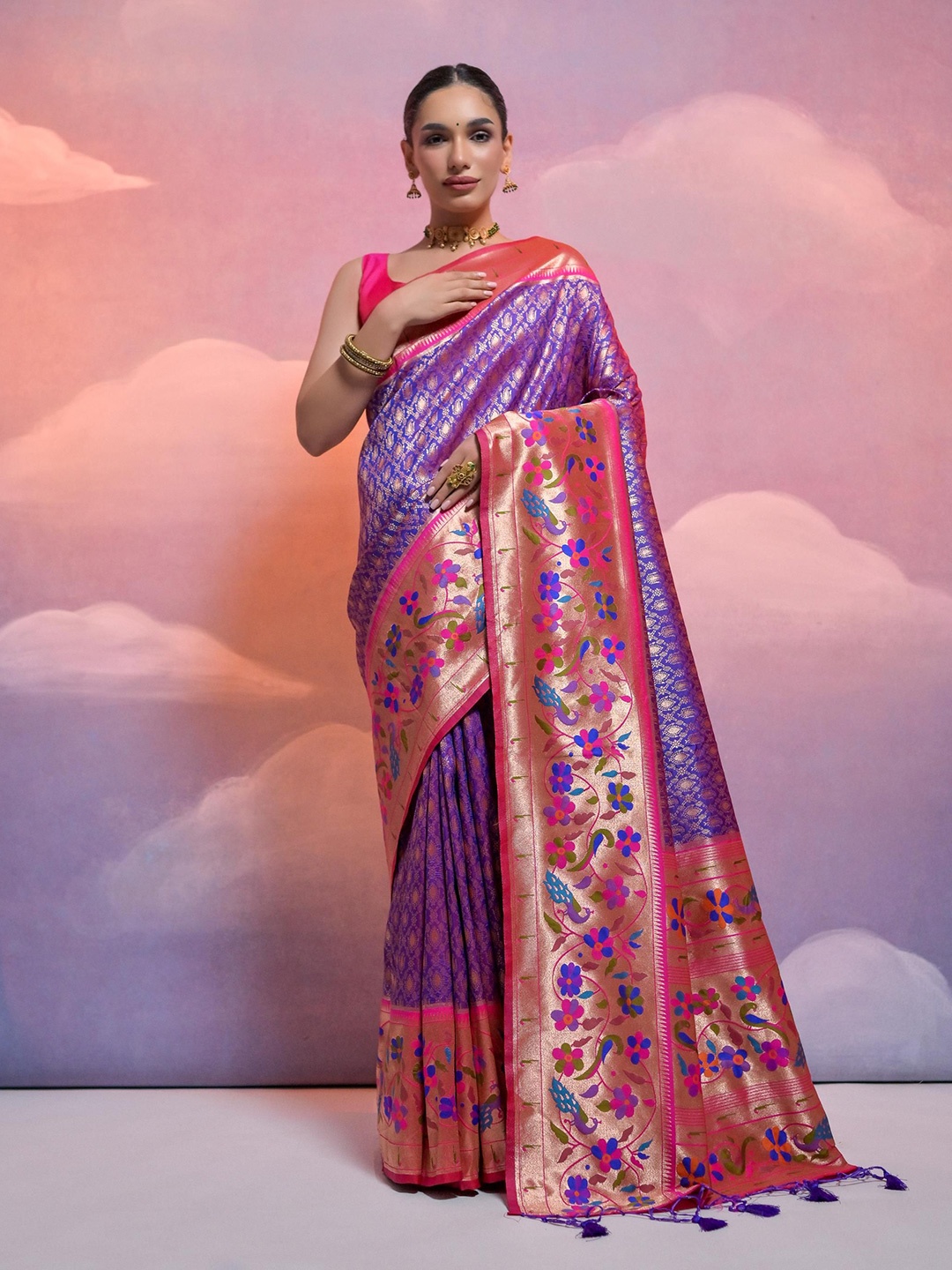 

Ekta Textiles Woven Design Zari Pure Silk Banarasi Saree, Blue