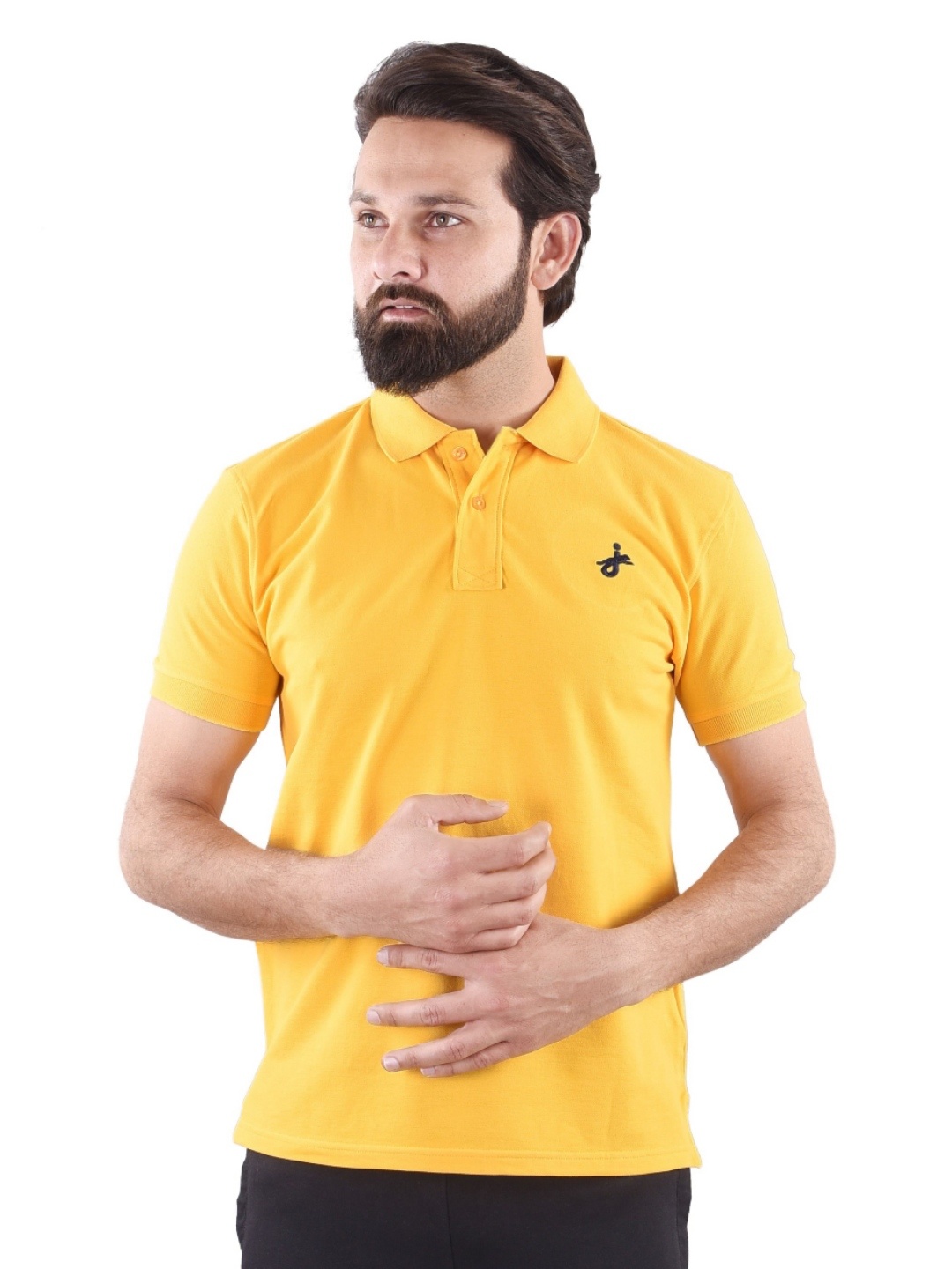 

JAGURO Men Polo Collar T-shirt, Mustard