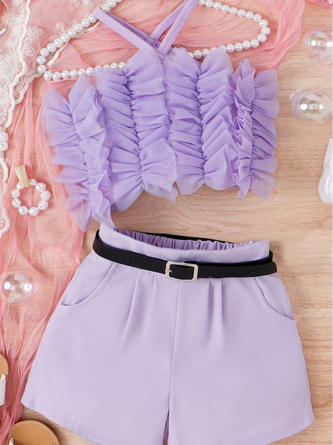 

LULU & SKY Girls Top with Shorts, Purple