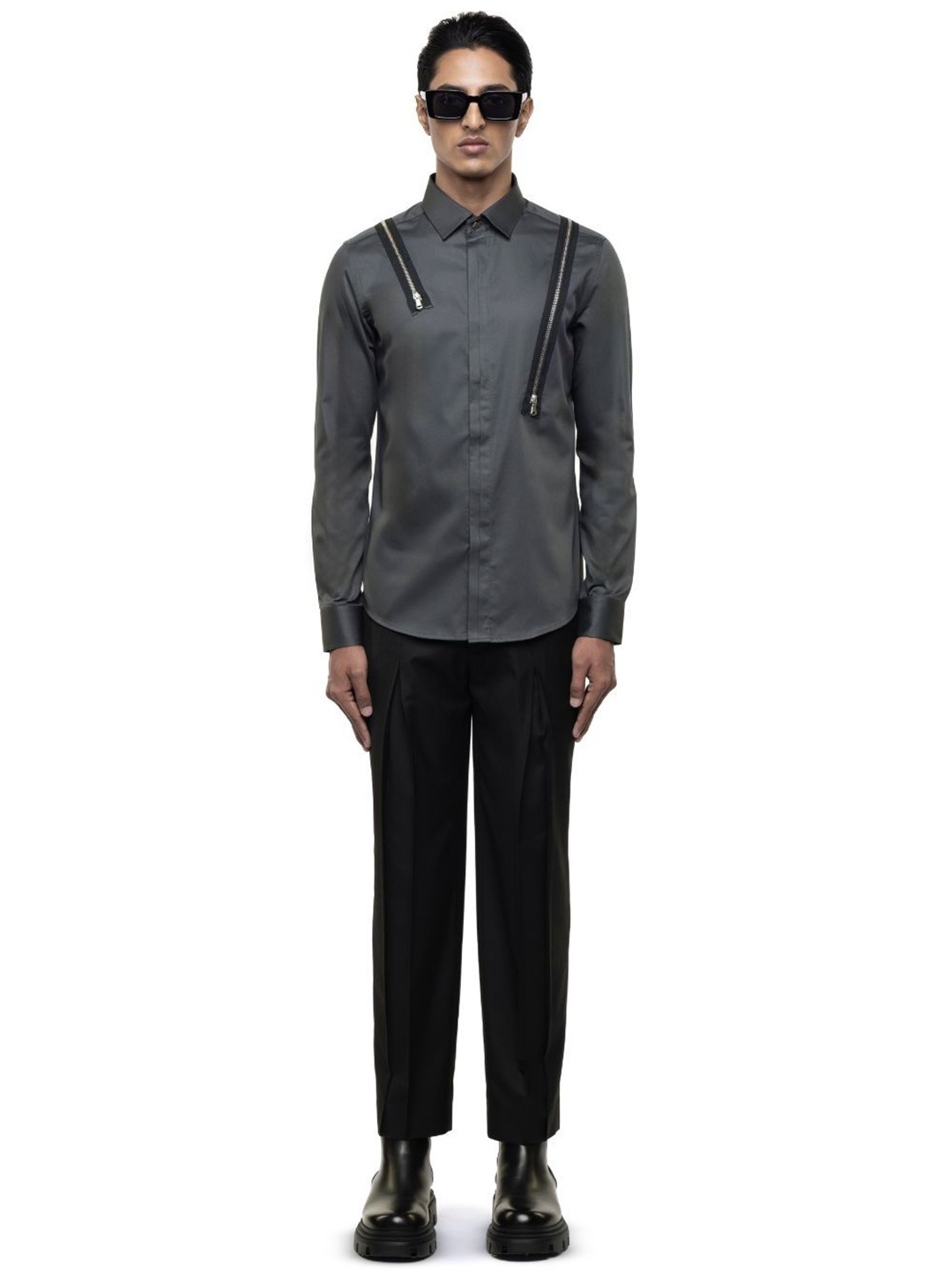 

SDS By Kushal Shah Men Smart Tailored Fit Opaque Casual Shirt, Grey
