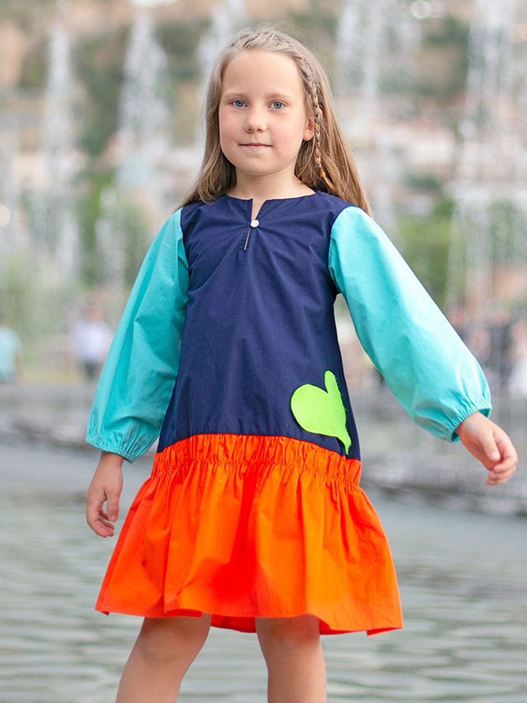 

Anaario Organic Cotton Drop-Waist Dress, Navy blue
