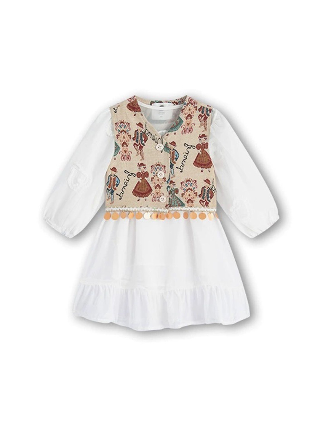 

LULU & SKY Girls Printed Top with Skirt, White