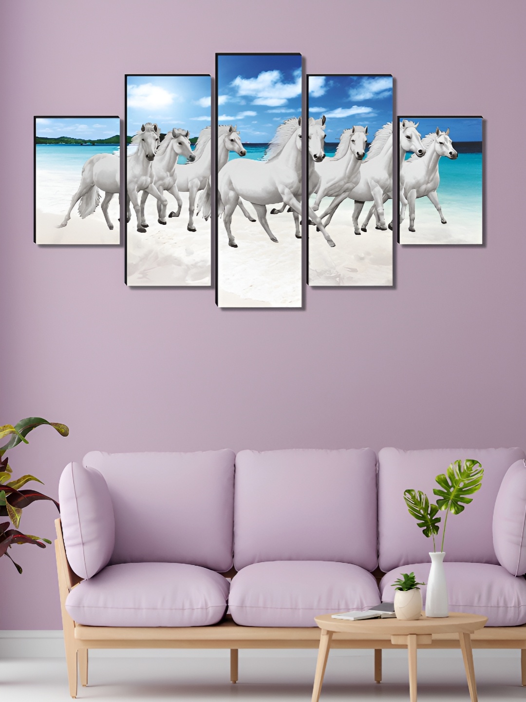 

Myntra Elegant Homes Blue & White 5 Piece Wood Religious Wall Paintings