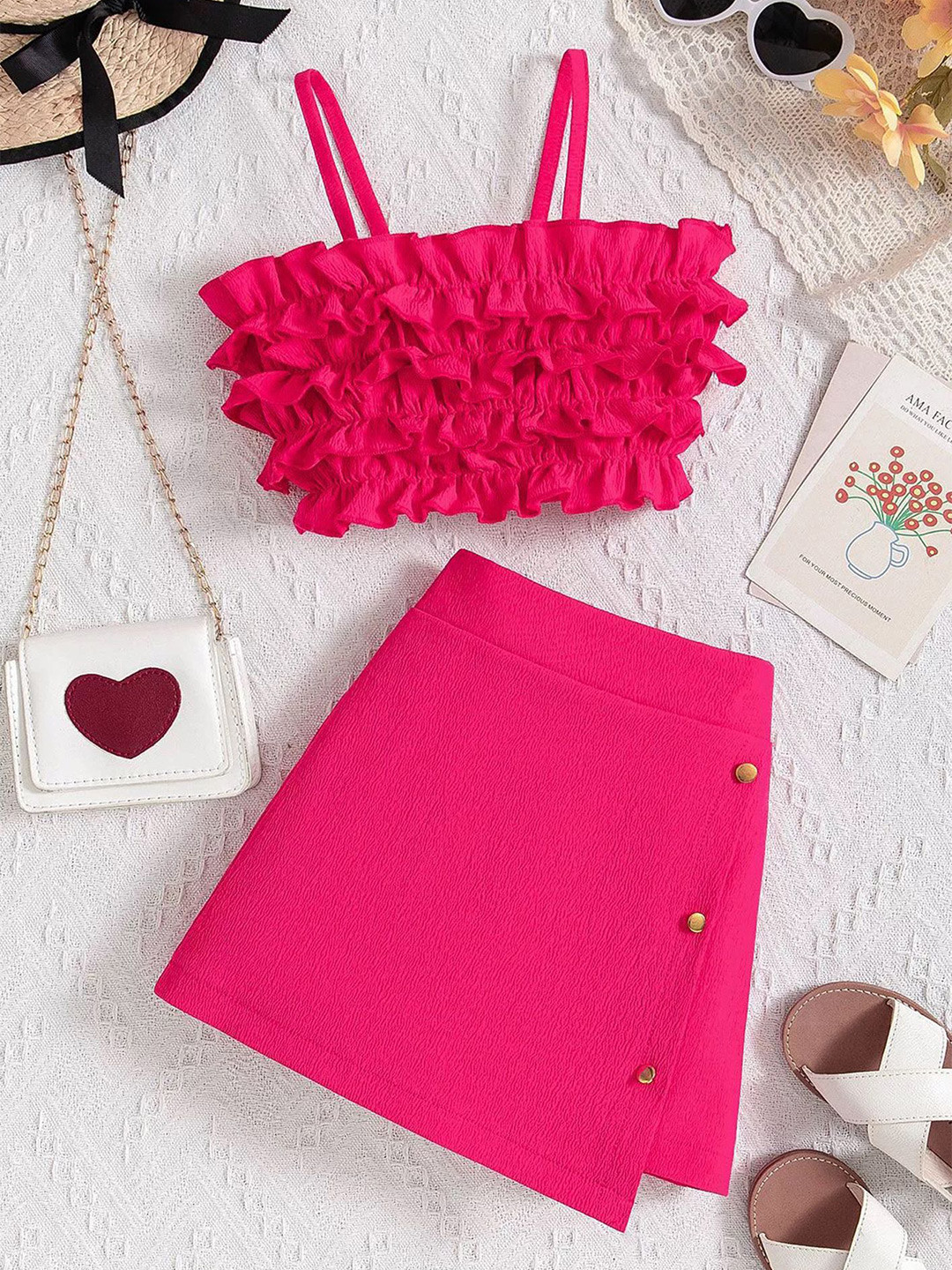 

LULU & SKY Girls Top with Skirt, Rose