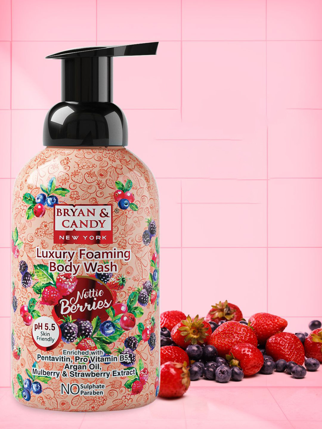 

BRYAN & CANDY NEW YORK Foaming Body Wash With Nottie Berries- 400 ml, Pink