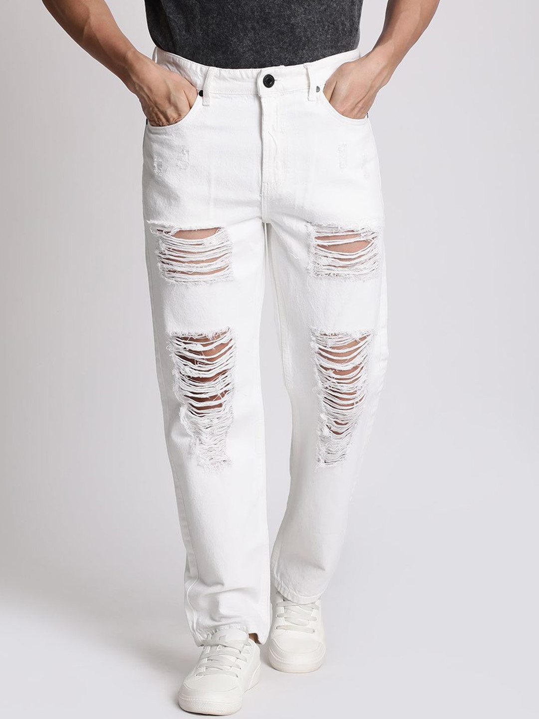 

Bene Kleed Men Relaxed Fit Highly Distressed Jeans, White