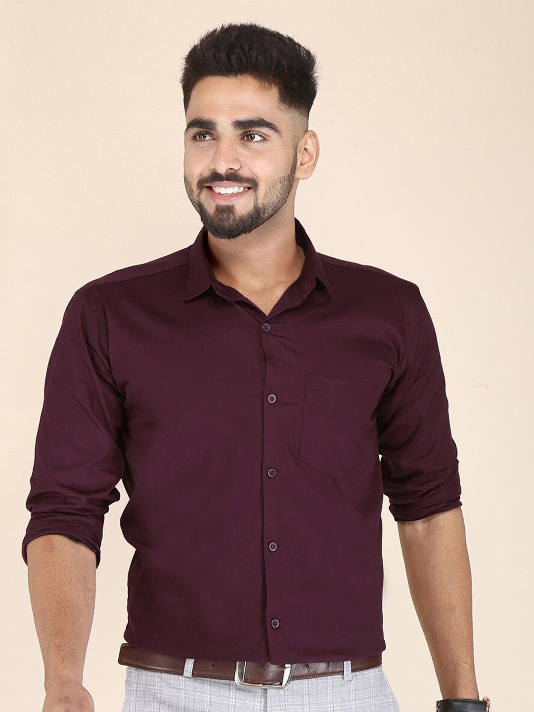 

PulseIQ Men Modern Opaque Casual Shirt, Purple