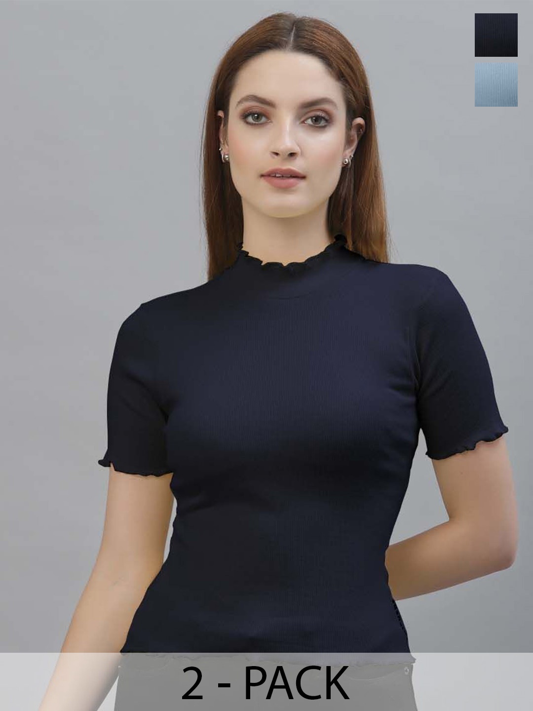 

Friskers Cotton Crop Top, Navy blue