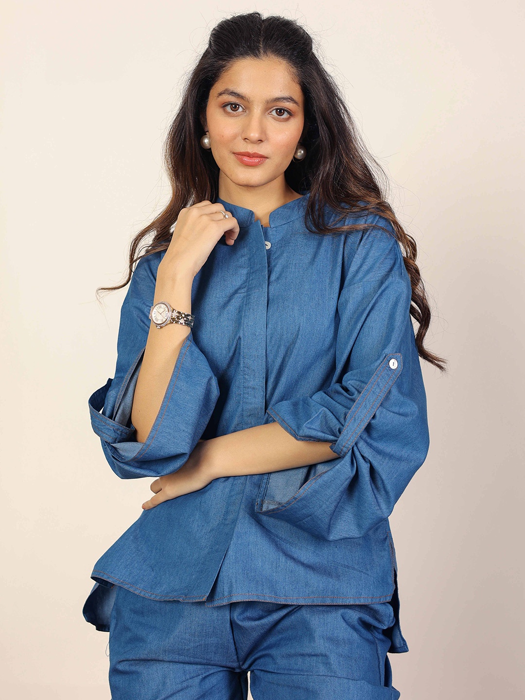 

KAORI BY SHREYA AGARWAL Women Standard Slim Fit Opaque Casual Shirt, Blue