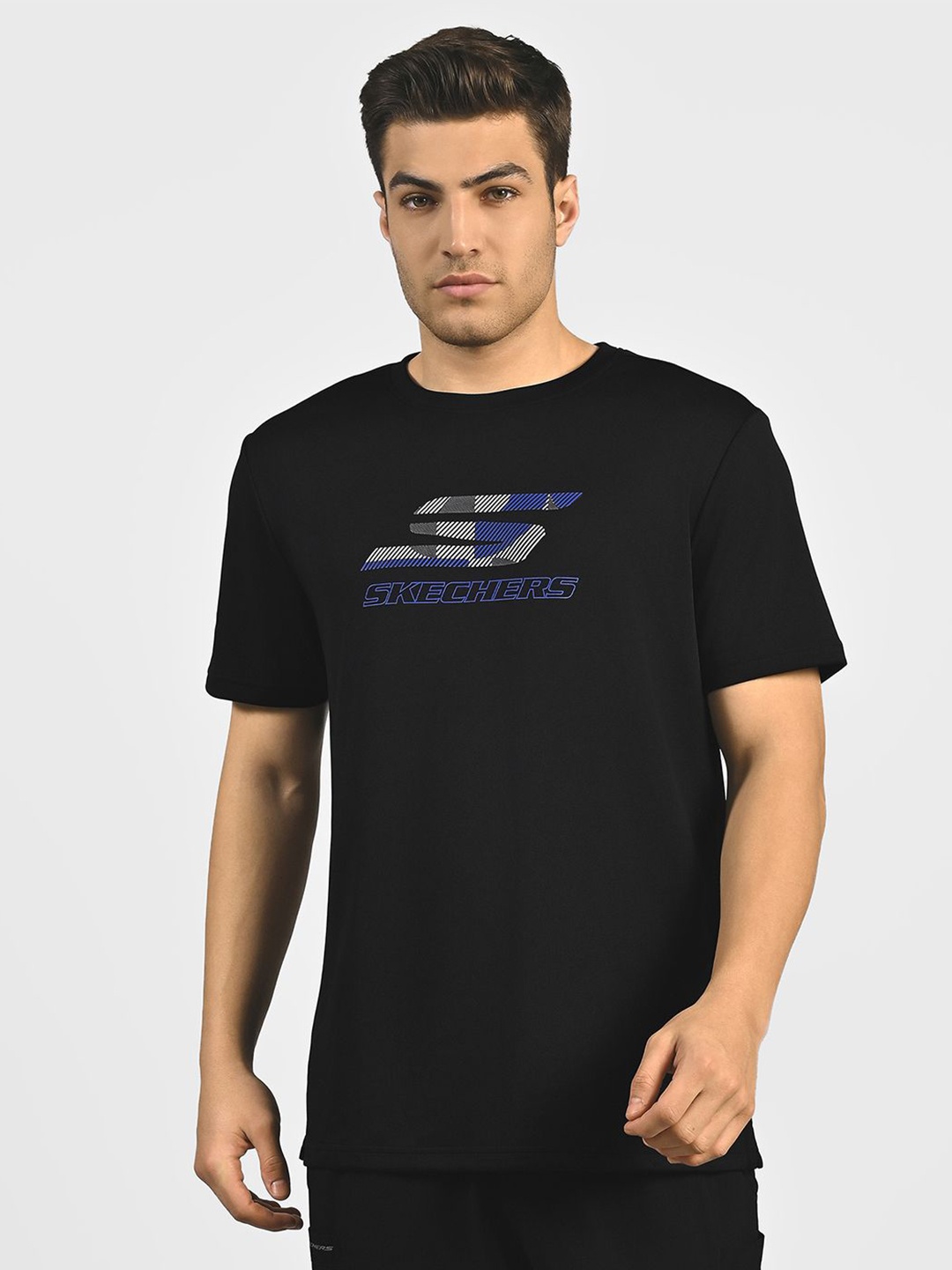 

Skechers Men Logo Graphic Print T-Shirts, Black