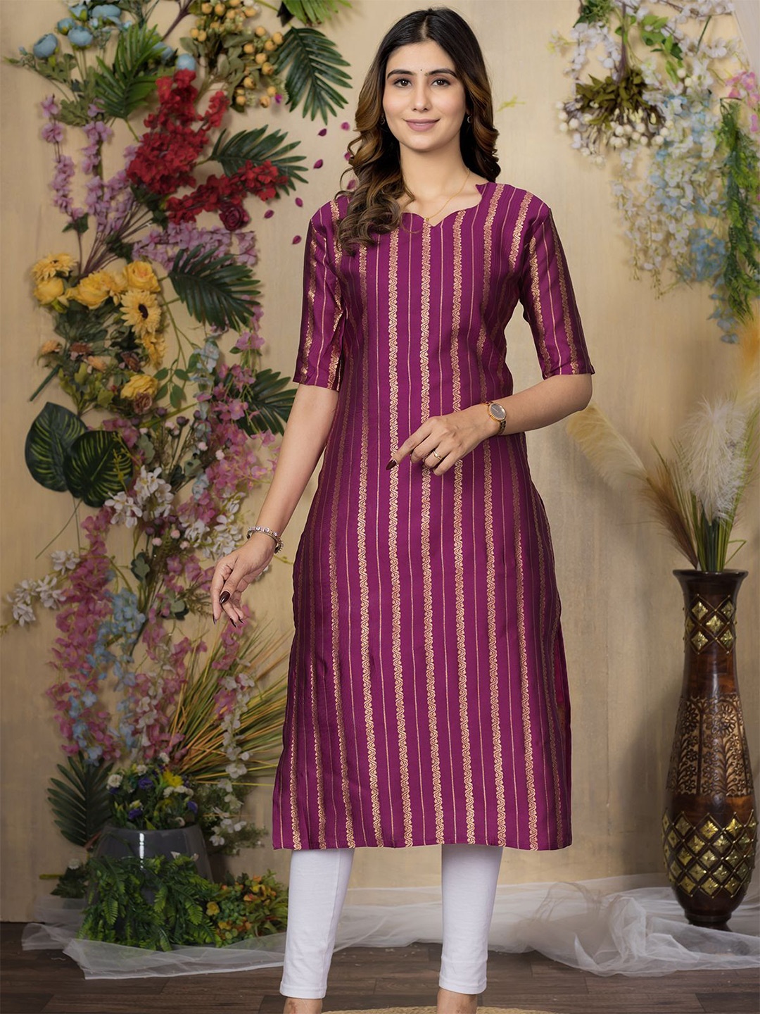 

Sun Fashion And Lifestyle Calf Length Straight Kurta, Magenta