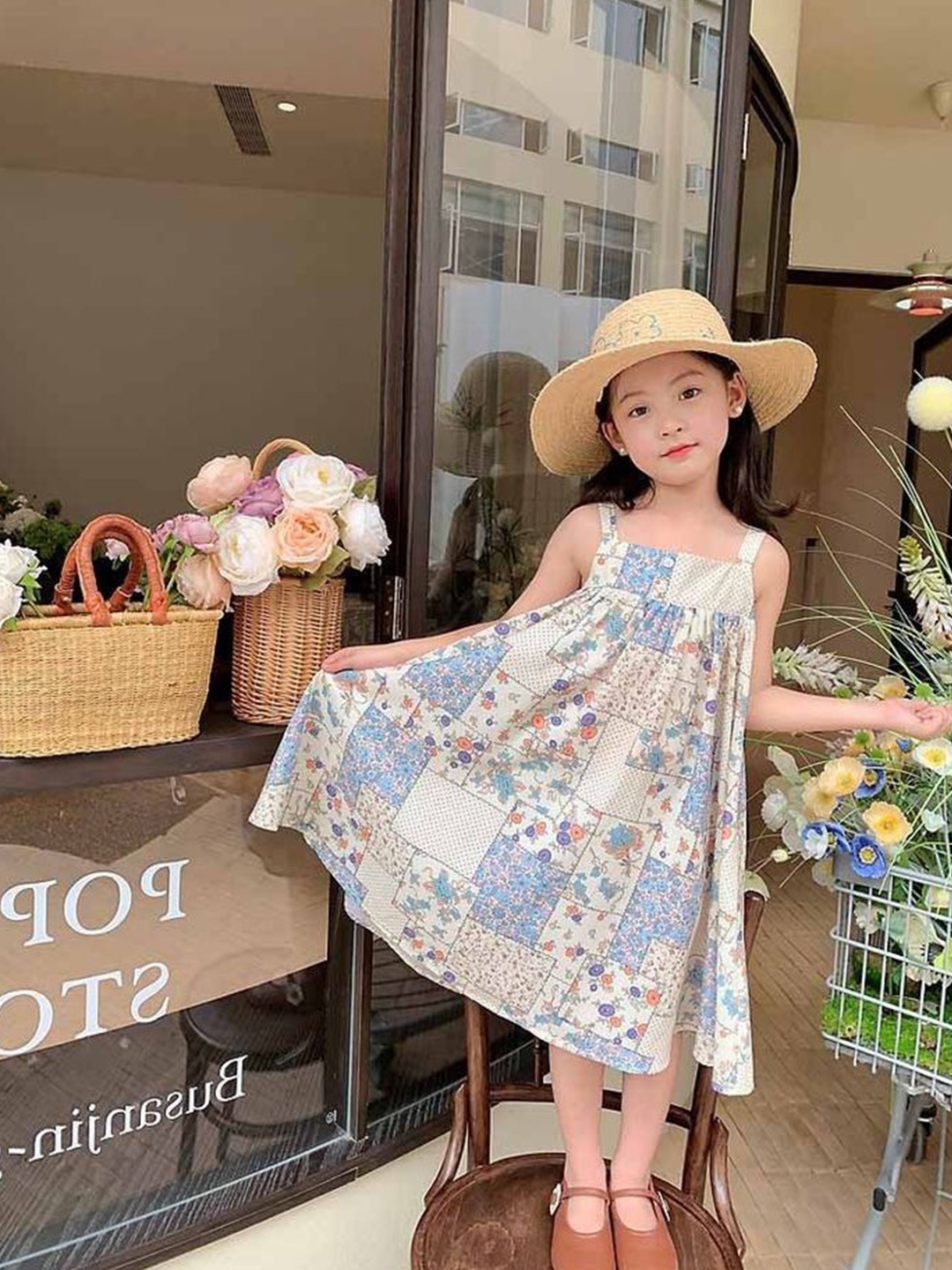 

LULU & SKY Floral Print A-Line Midi Dress, Blue