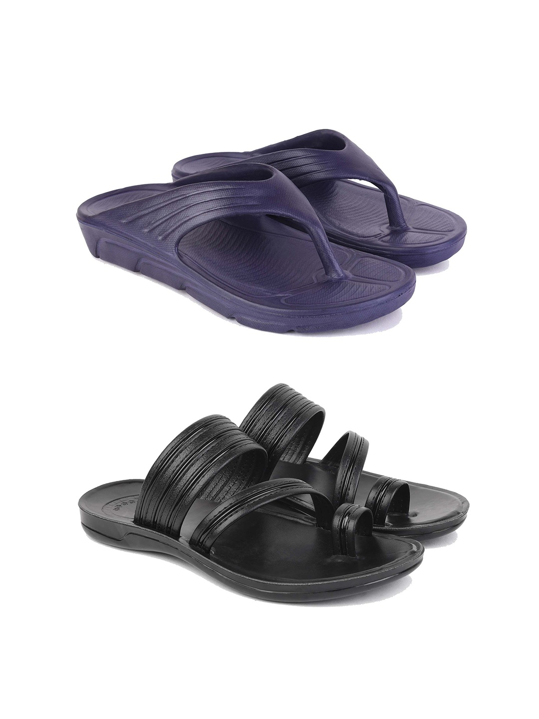 

PENNEN Men Set Of 2 Rubber Thong Flip-Flops, Blue