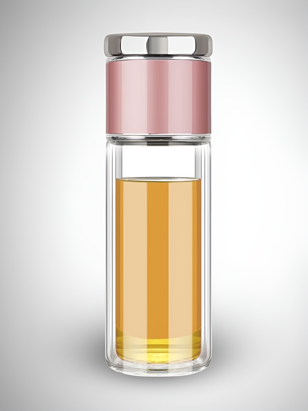 

YELONA Transparent & Pink Single Glass Solid Double Wall Vacuum Water Bottle