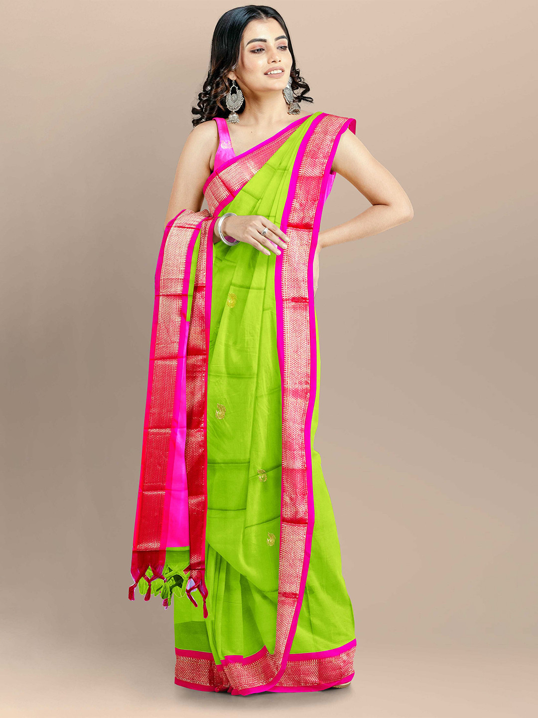

Dnyanada Woven Design Embroidered Paithani Saree, Sea green