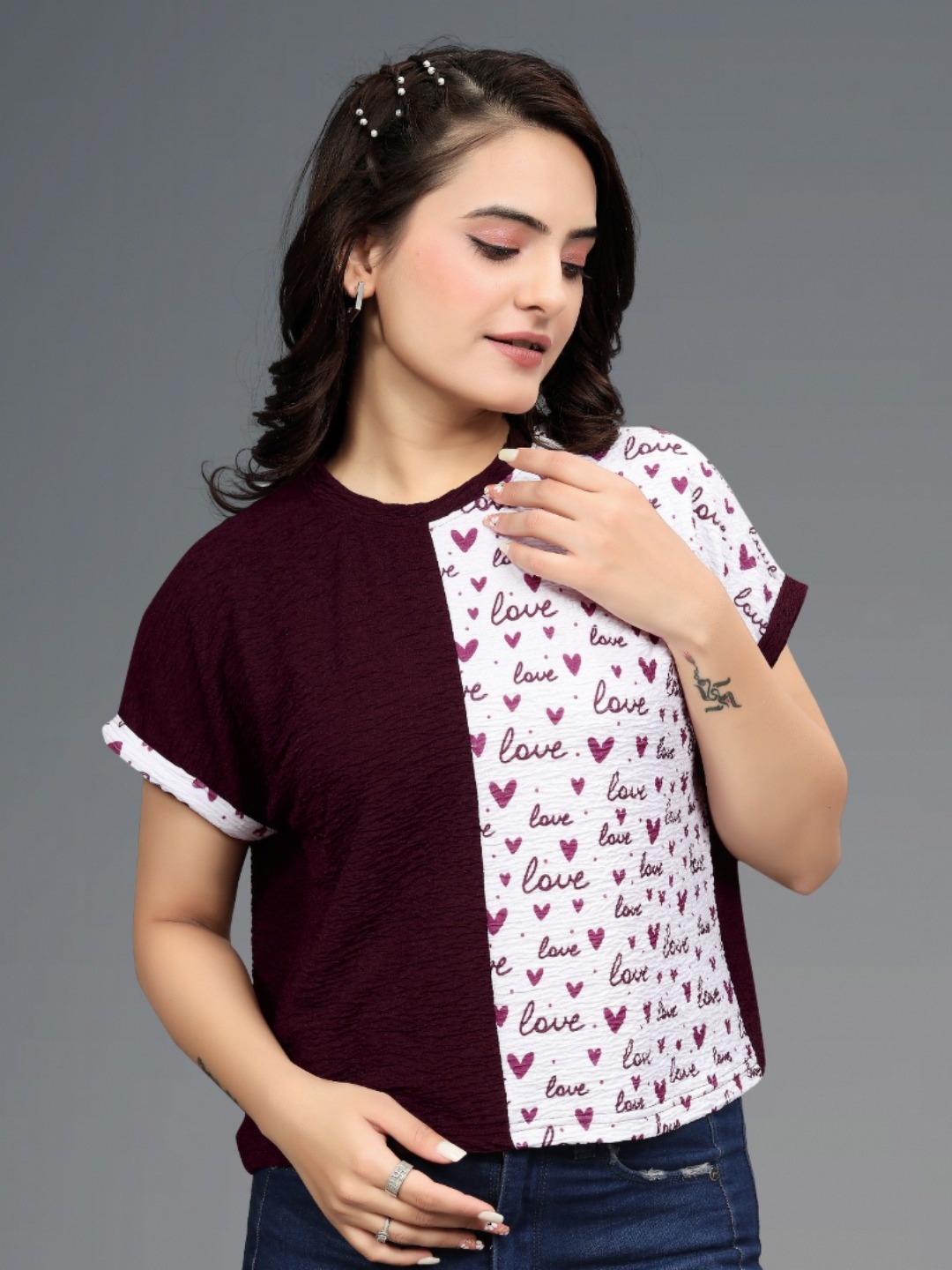 

VGHCFASHION Women Pockets T-shirt, Maroon