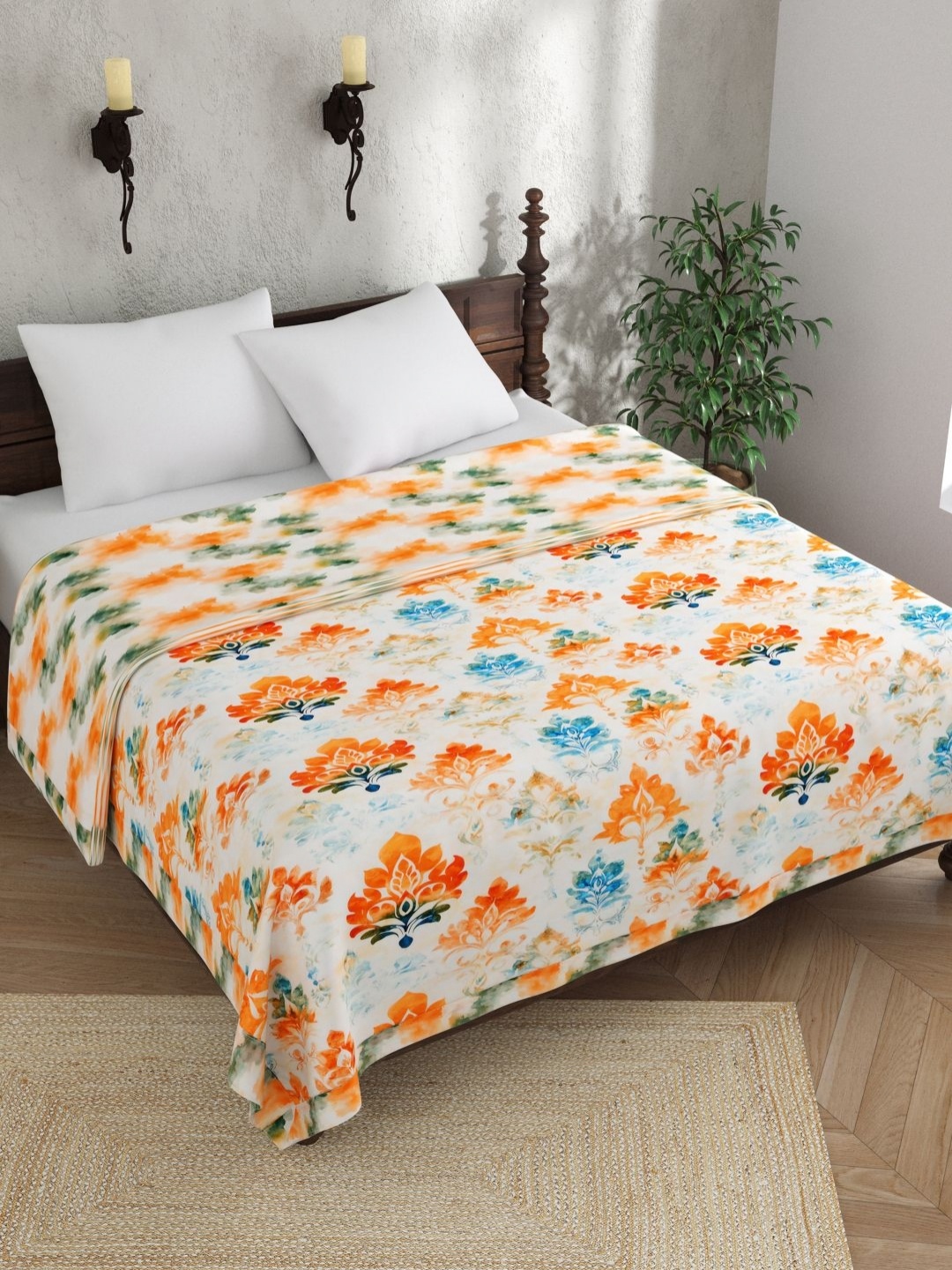 

EverHOME Multicoloured Ethnic Motifs AC Room 150 GSM Double Bed Dohar, Orange