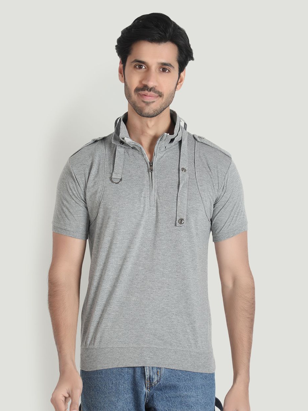

Black Collection Men High Neck T-shirt, Grey