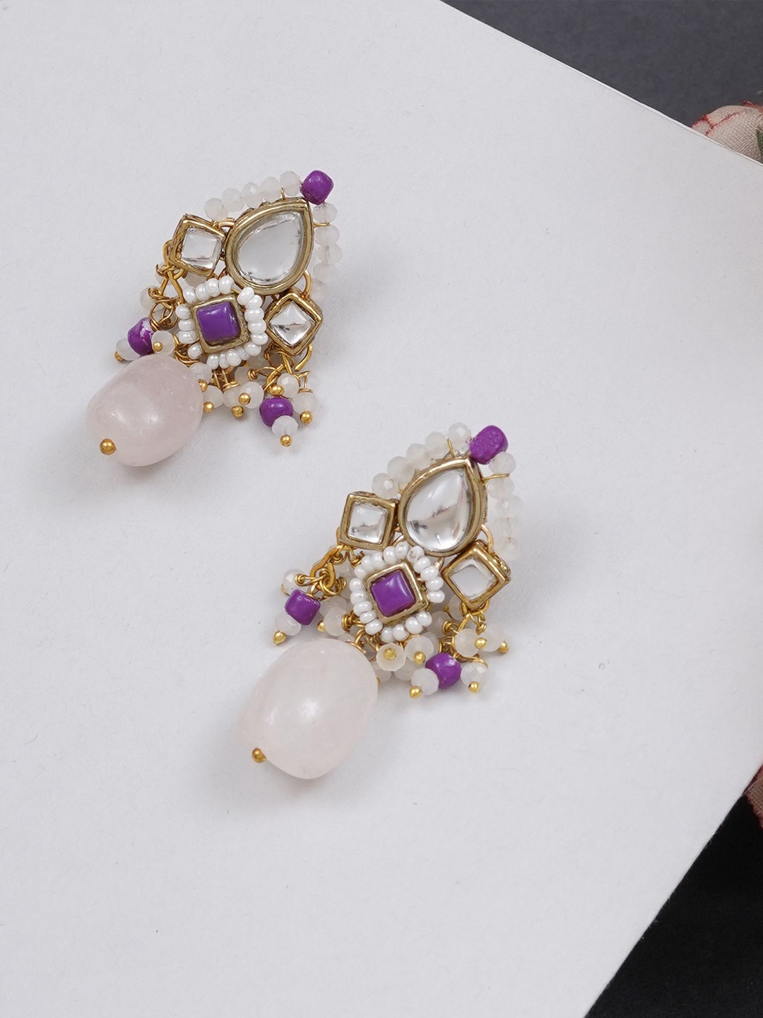 

BeAbhika Contemporary Drop Earrings, Purple