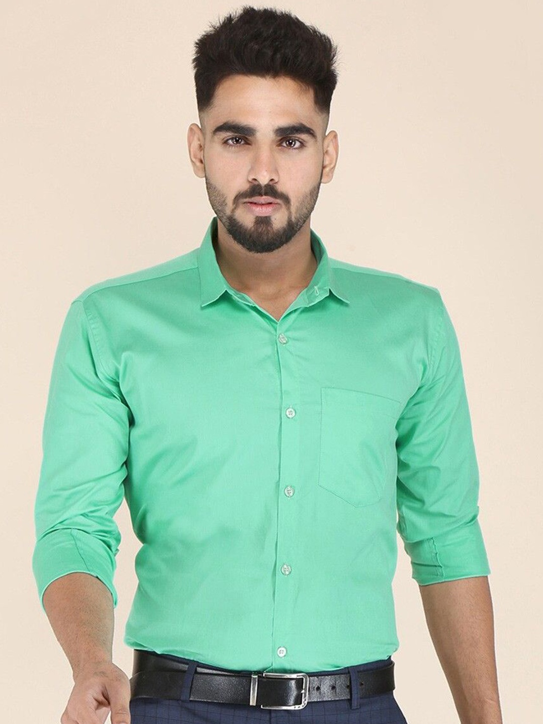 

PulseIQ Men Modern Opaque Casual Shirt, Sea green