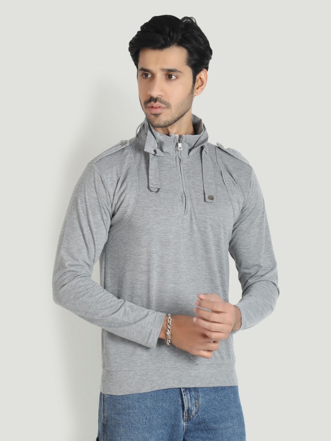

Black Collection Men High Neck T-shirt, Grey