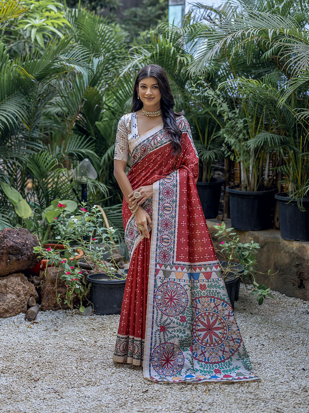 

Ekta Textiles Woven Design Zari Pure Silk Banarasi Saree, Red