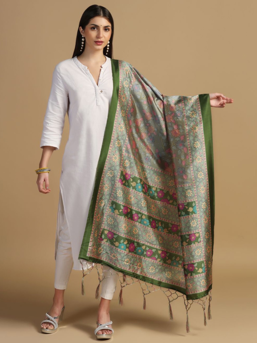 

Kaizen TEXO FAB Ethnic Motifs Printed Dupatta, Peach