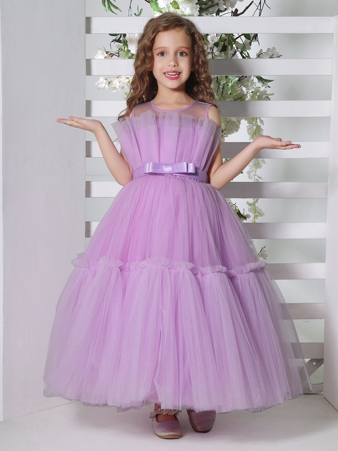 

Ministitch Net Fit & Flare Maxi Dress, Purple