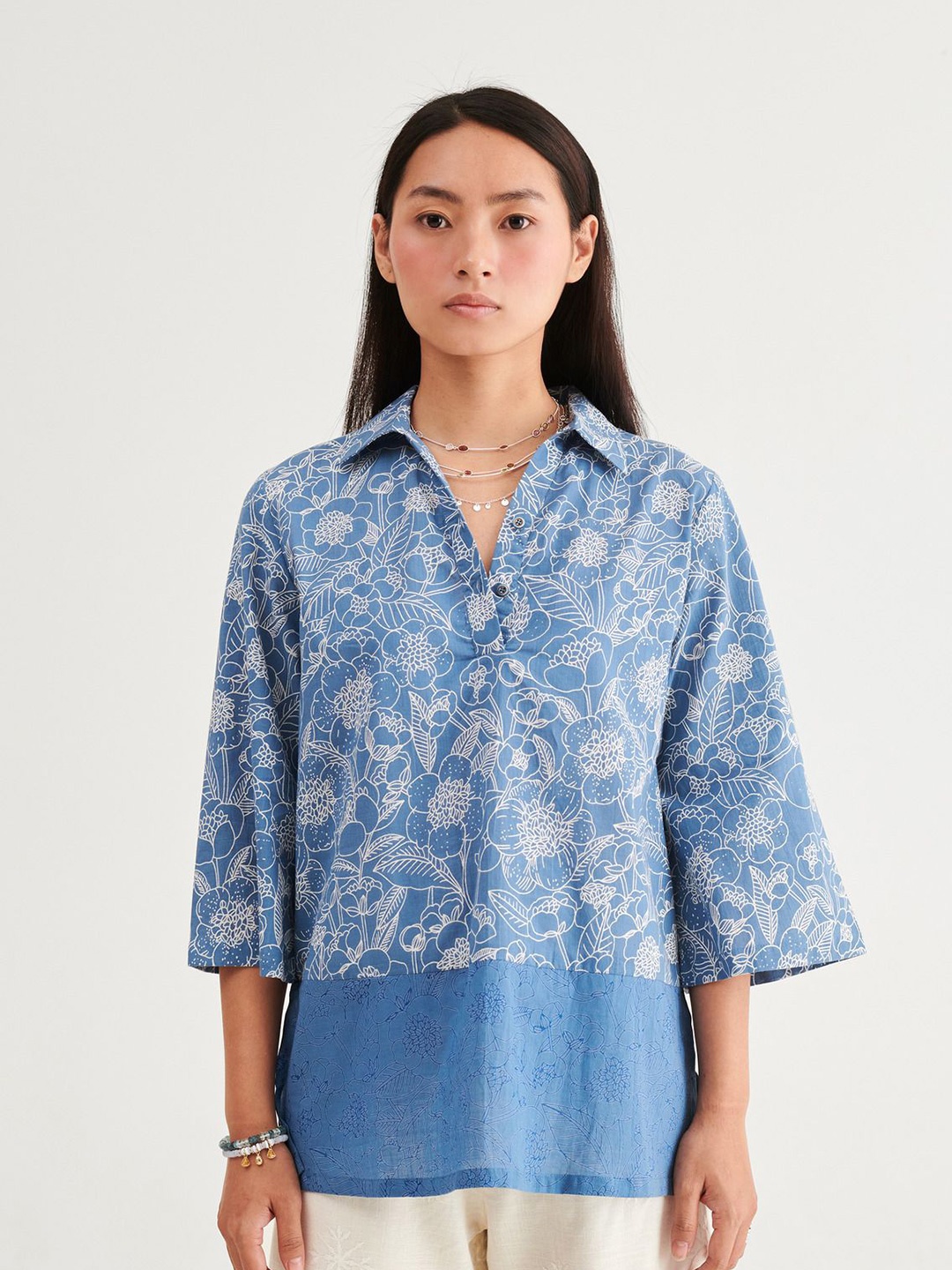 

Zenava by Myntra Women Floral Opaque Printed Casual Shirt, Blue