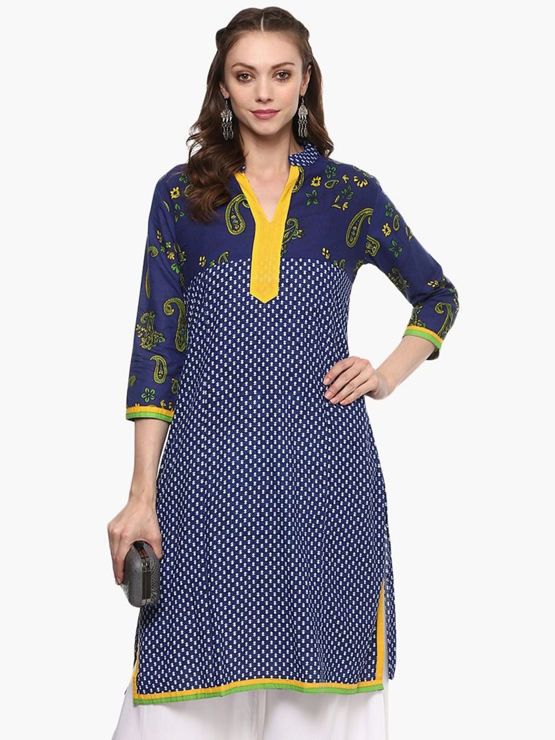 

Dillen Printed Pure Cotton Straight Kurta, Blue