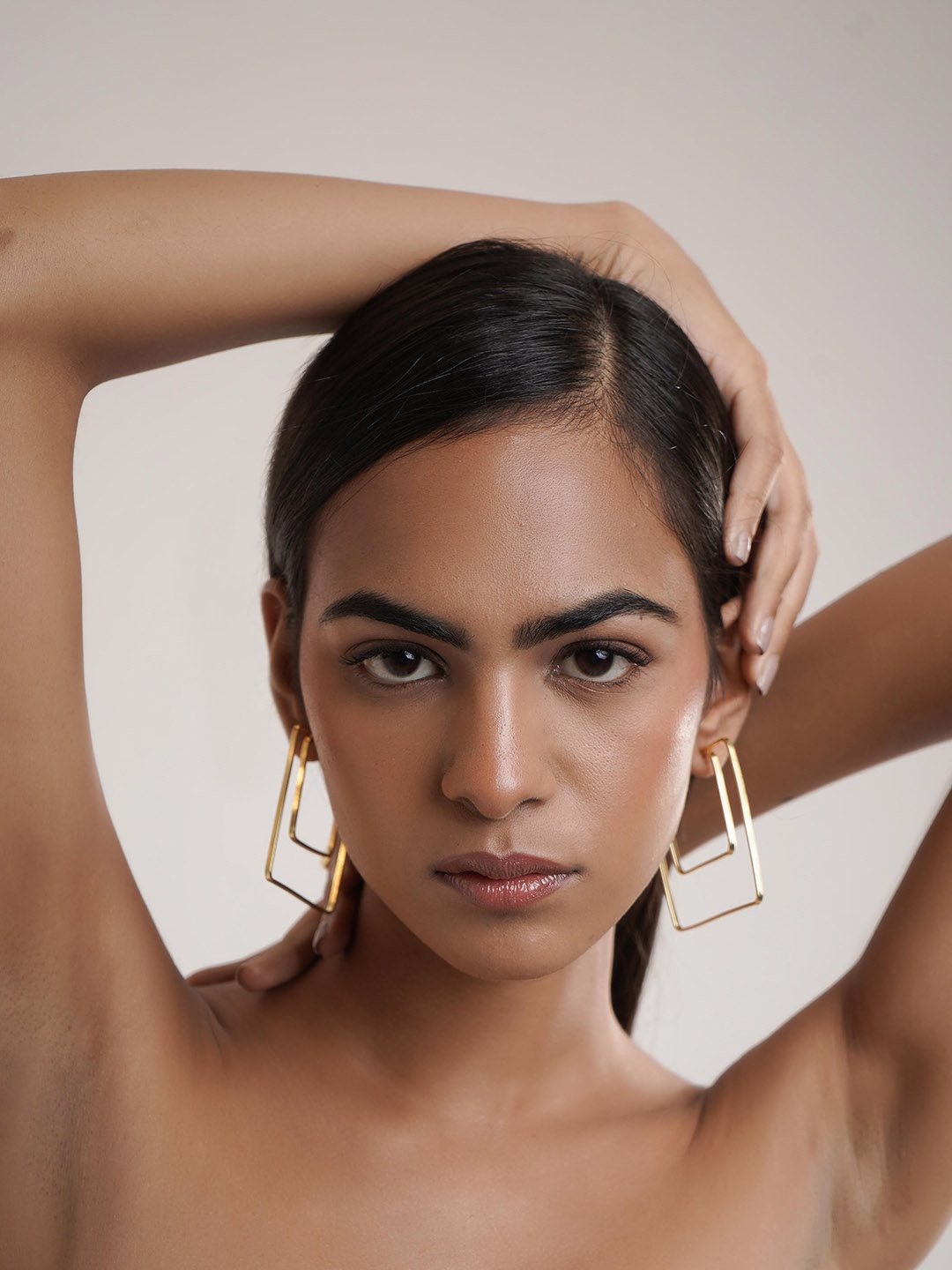 

ROYAL PITARAH Contemporary Drop Earrings, Gold