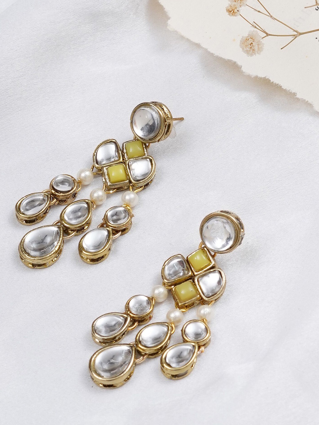 

BeAbhika Contemporary Drop Earrings, Yellow