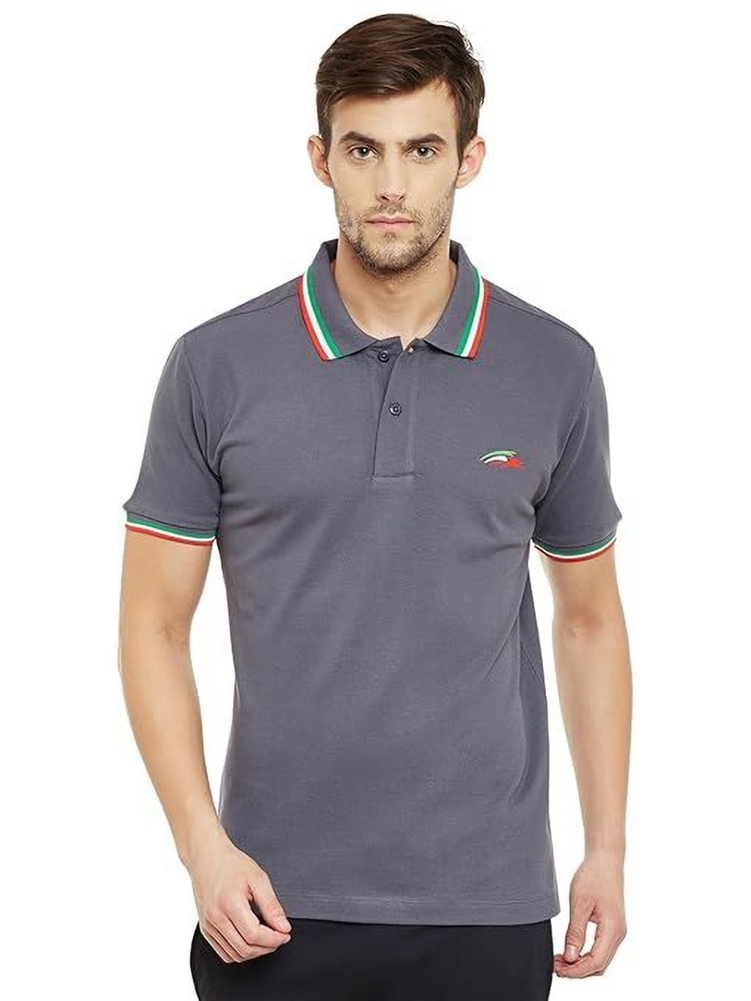 

PERF Men Polo Collar T-shirt, Grey