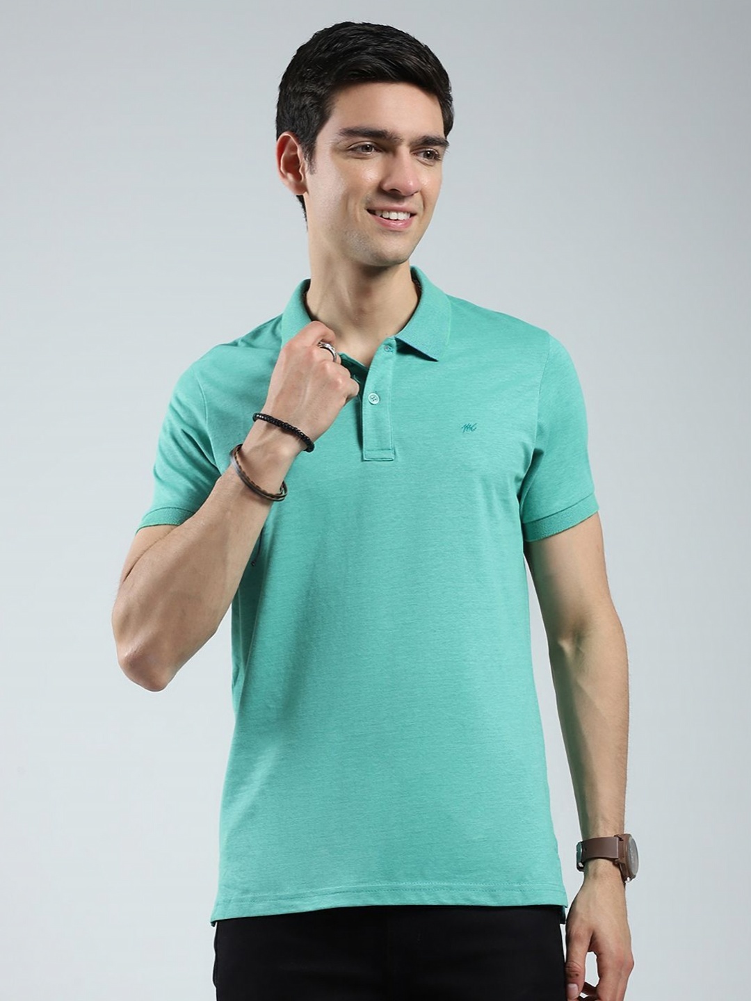 

Monte Carlo Men Polo Collar Pockets T-shirt, Green