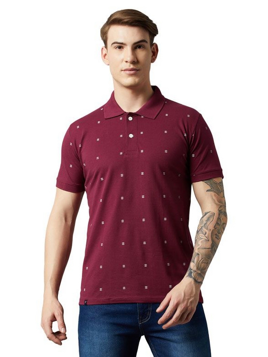

Promount Men Printed Polo Collar T-shirt, Lavender