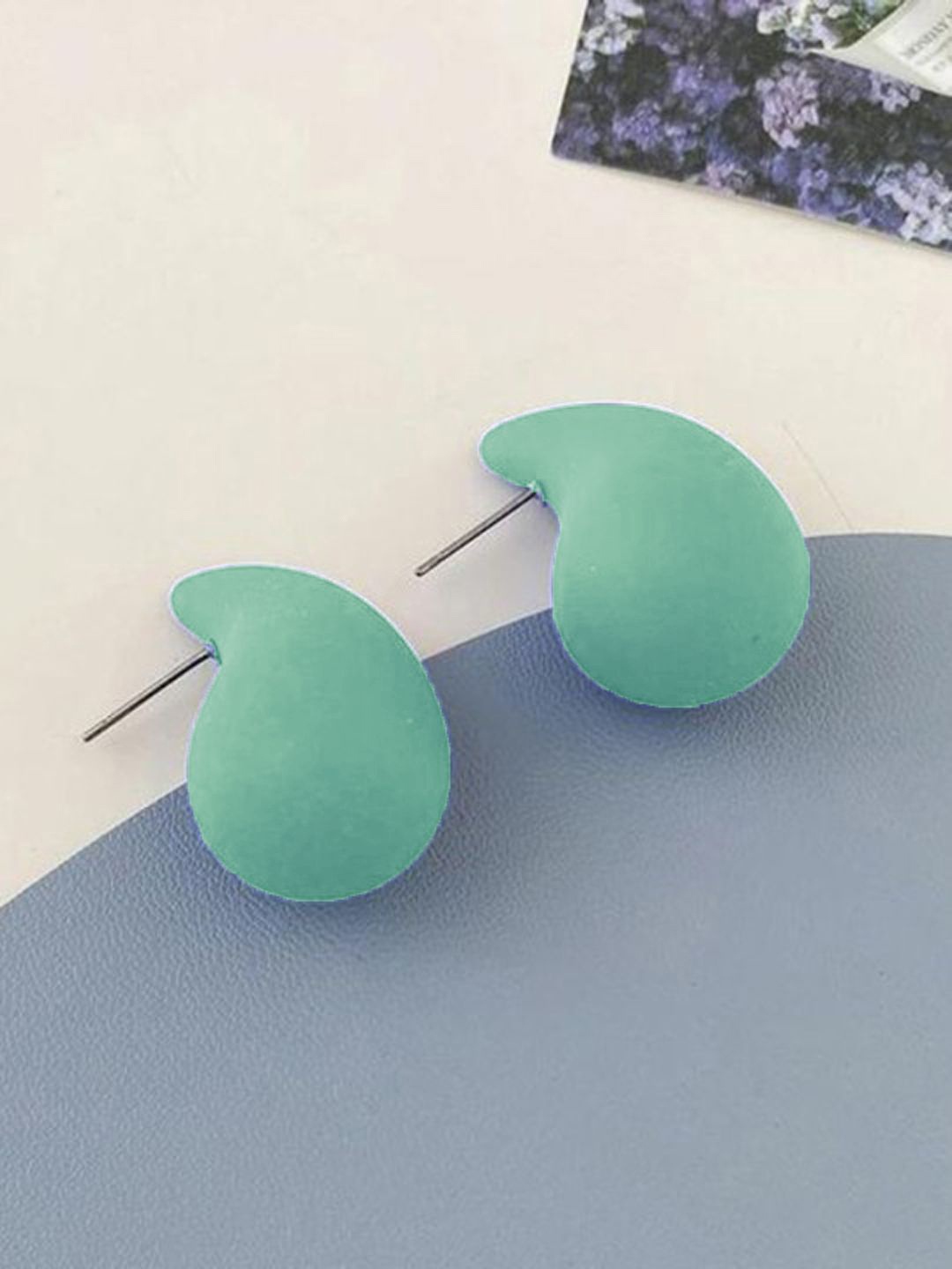 

VAGHBHATT Teardrop Shaped Drop Earrings, Sea green