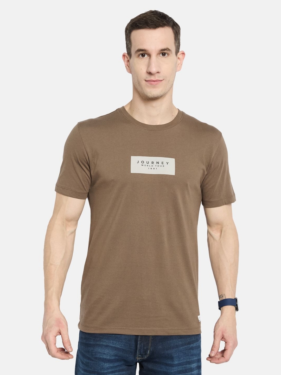

Octave Men Printed T-shirt, Brown