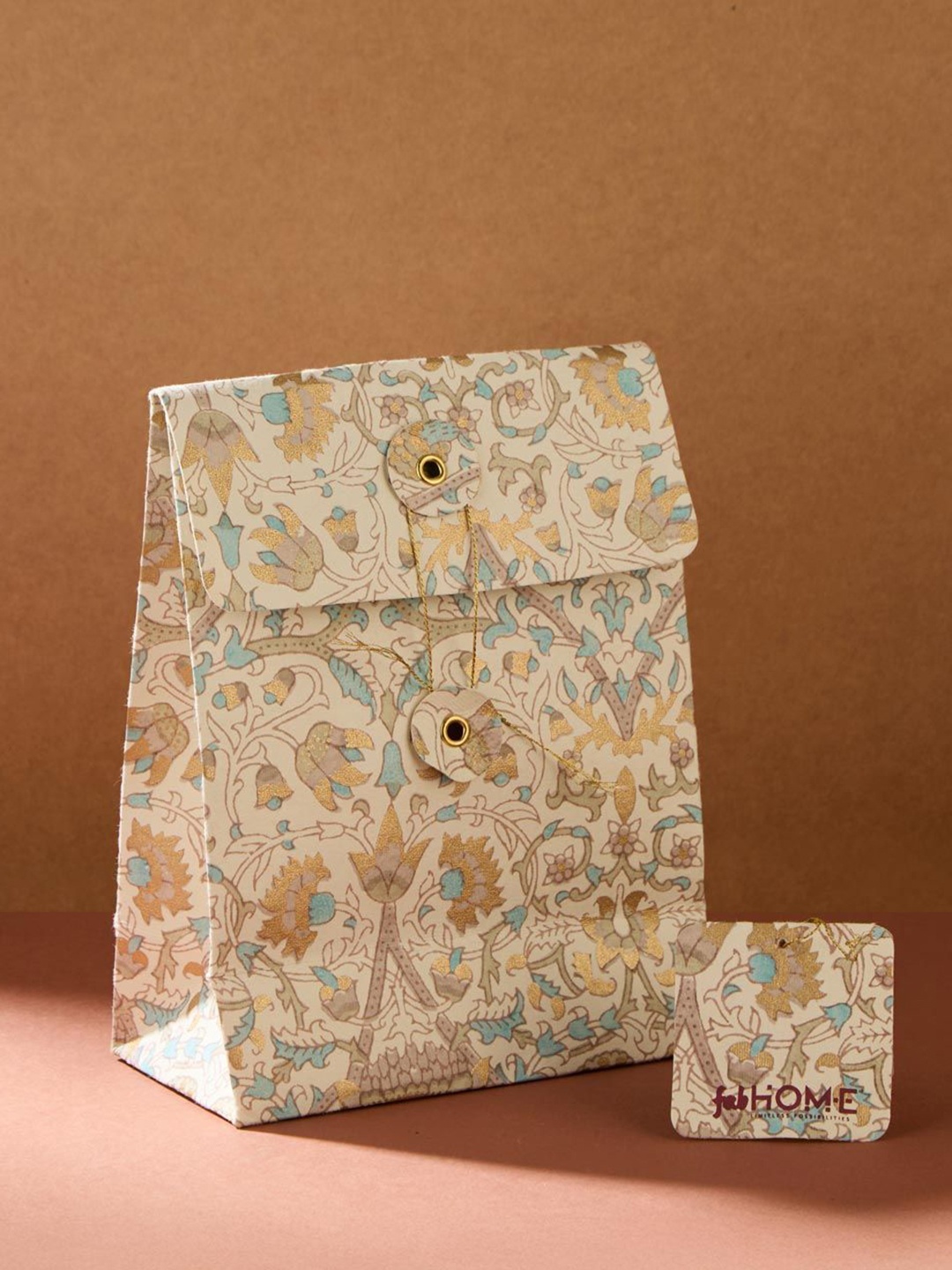 

Fabindia Ethnic Motifs Printed Bucket Handheld Bag, Beige