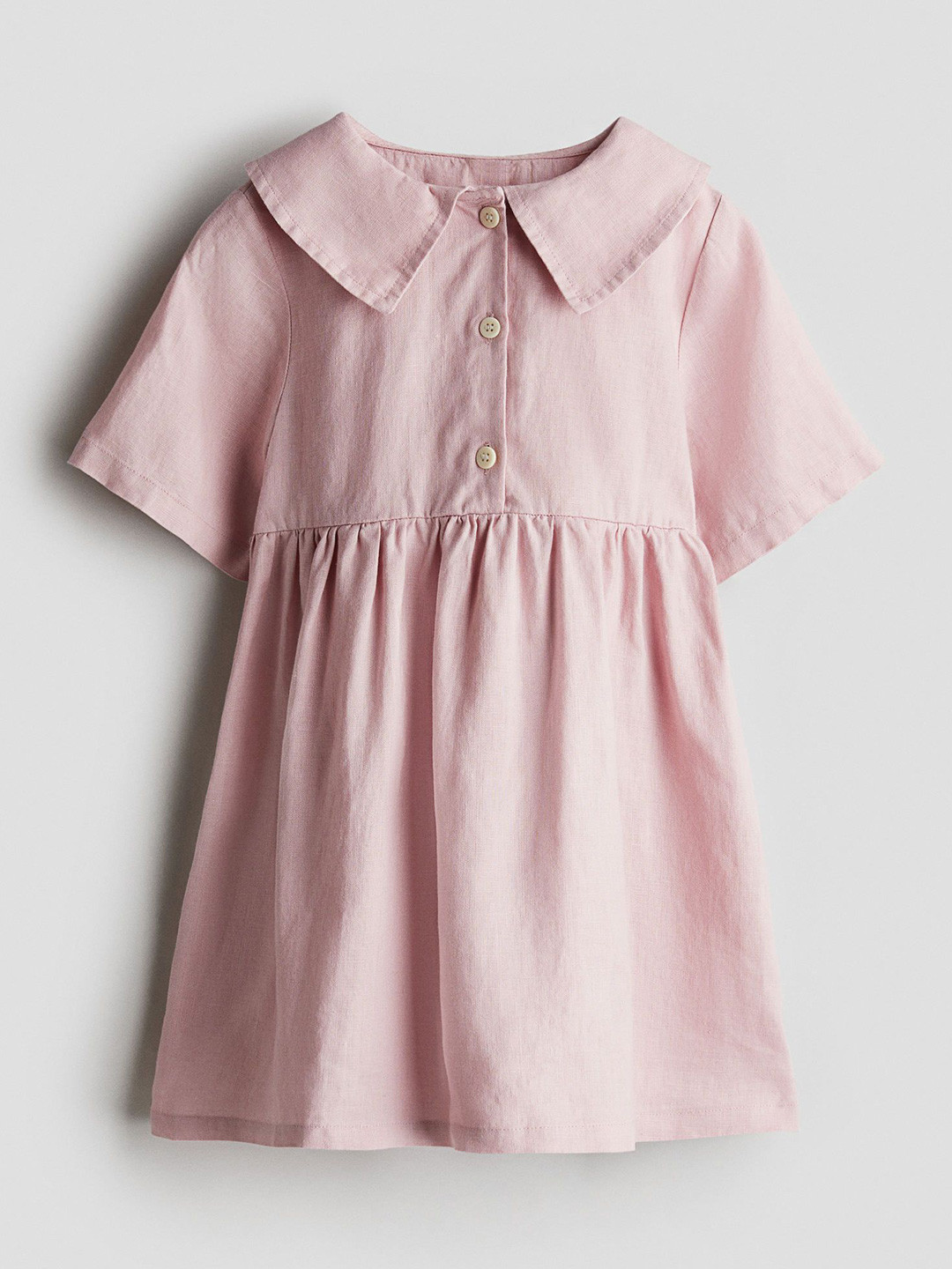 

H&M Loose-Fit Linen Dress, Pink