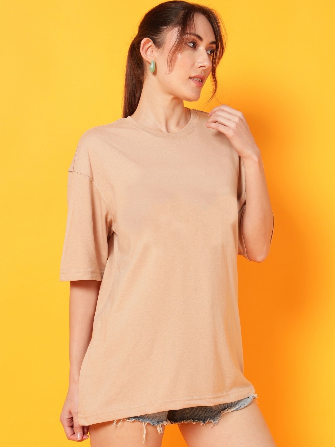 

Dogman Women Drop-Shoulder Sleeves Anti Odour T-shirt, Beige