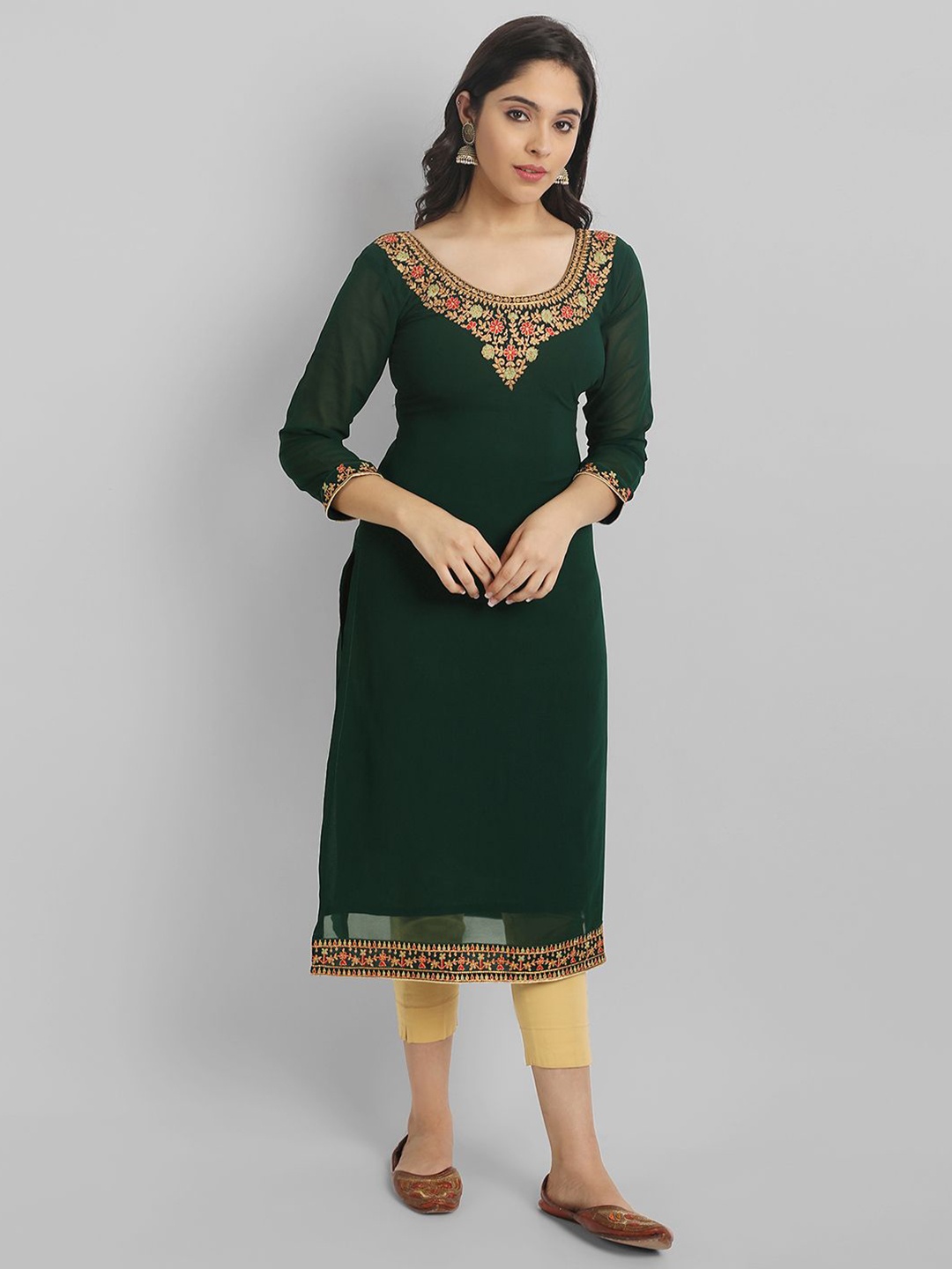

Jash Creation Embroidered Round Neck Kurta, Green