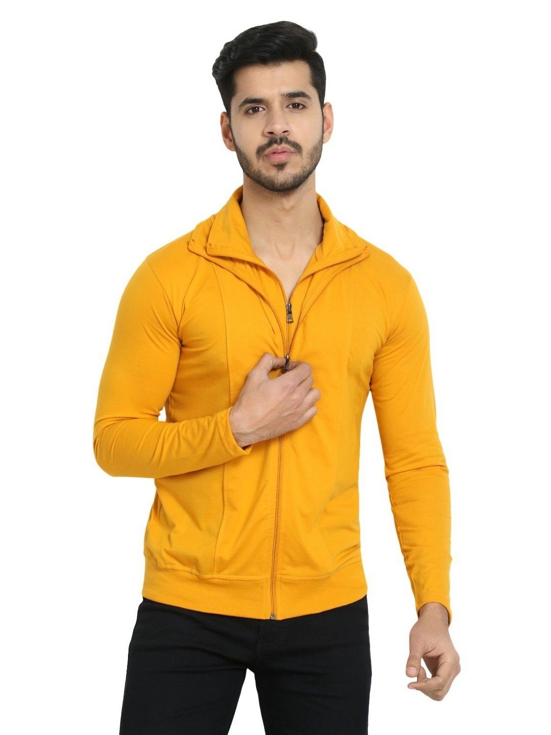 

Black Collection Men High Neck Extended Sleeves T-shirt, Mustard
