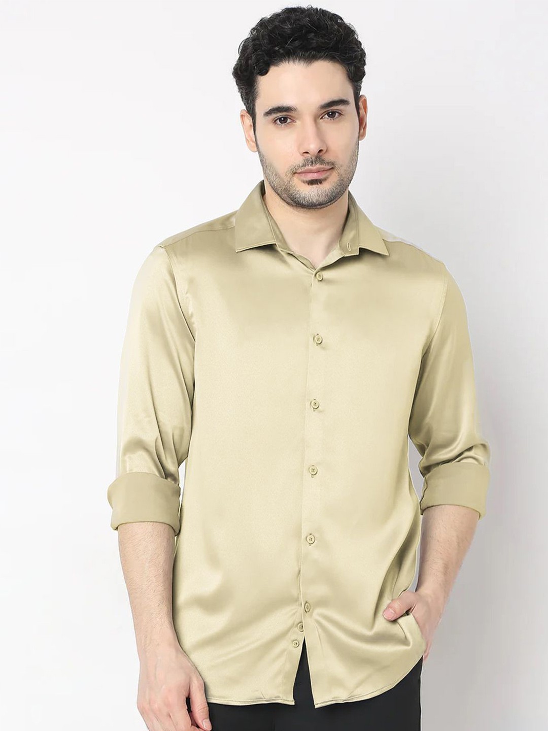 

SOLSTICE Men Comfort Opaque Party Shirt, Beige
