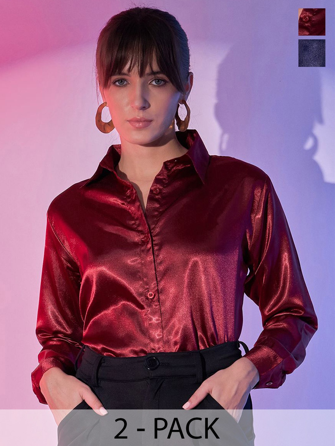 

DIMPY GARMENTS Women Standard Opaque Formal Shirt, Navy blue
